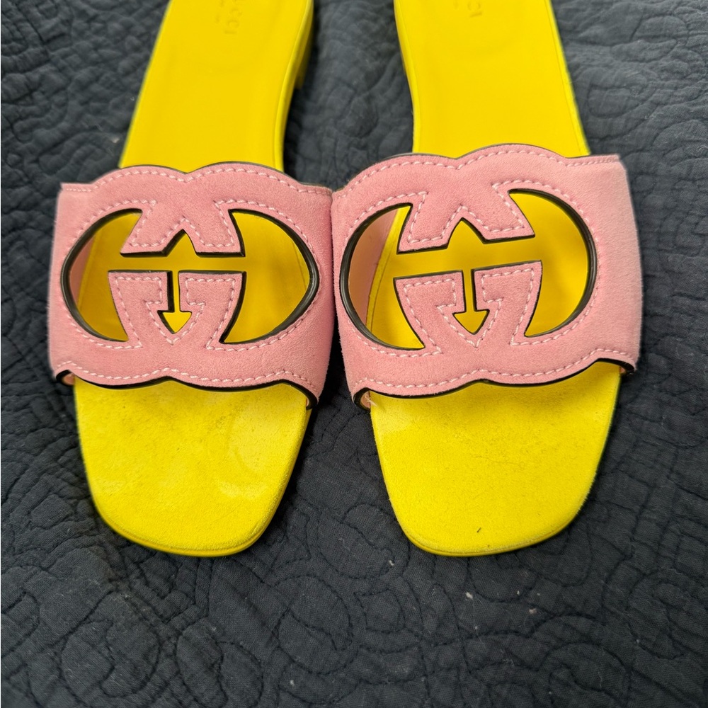 Gucci Pink and Yellow Sandals